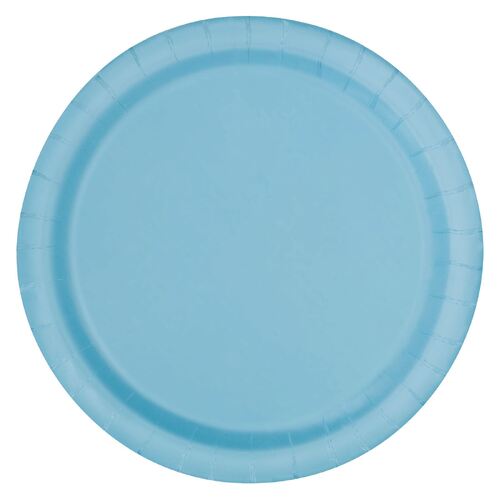 Powder Blue Paper Plates 22cm 16 Pack