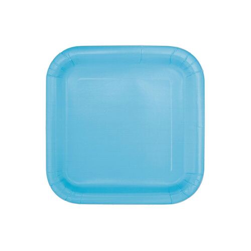 Powder Blue Square Paper Plates 22cm 14 Pack