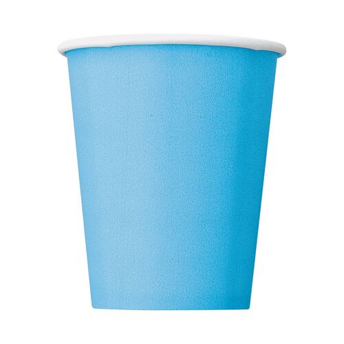 Powder Blue Paper Cups 270ml 8 Pack