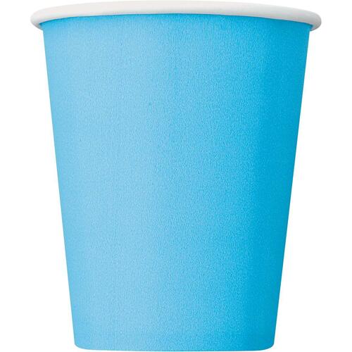 Powder Blue Paper Cups 270ml 14 Pack