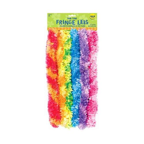 Hawaiian Two Tone Rainbow Leis 6 Pack