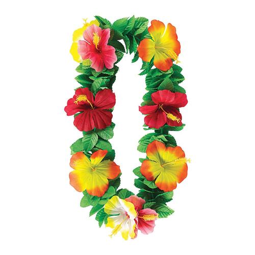 Key West Hibiscus Flowers & Leaf Lei