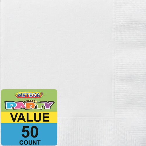 Bright White Beverage Napkins 2ply 50 Pack