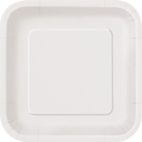 Bright White Square Paper Plates 17cm 16 Pack