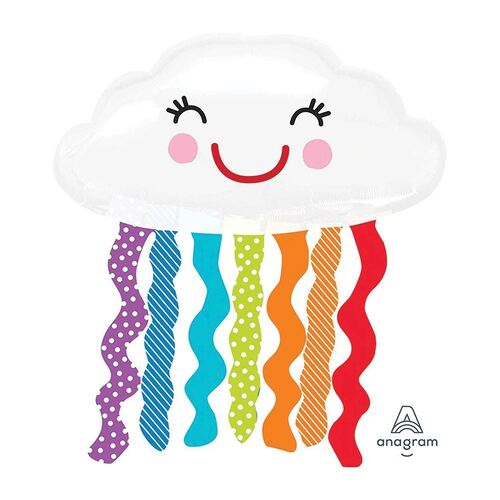 SuperShape XL Rainbow Smiling Cloud Foil Balloon