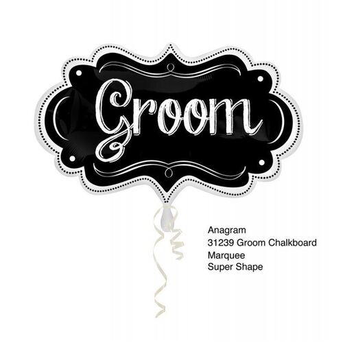 SuperShape Groom Chalkboard Marquee Foil Balloon