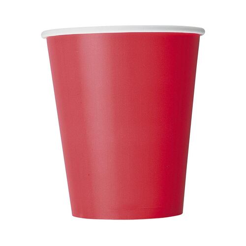 Ruby Red Paper Cups 270ml 8 Pack