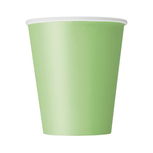 Lime Green Paper Cups 270ml 8 Pack