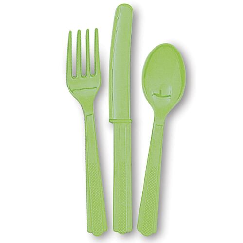Lime Green 24 Assorted Cutlery