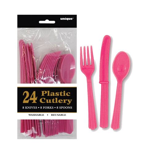Hot Pink 24 Assorted Cutlery