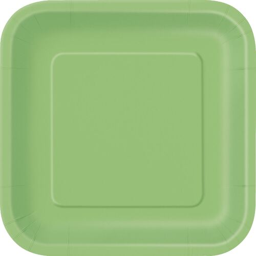 Lime Green Square Paper Plates 17cm 16 Pack