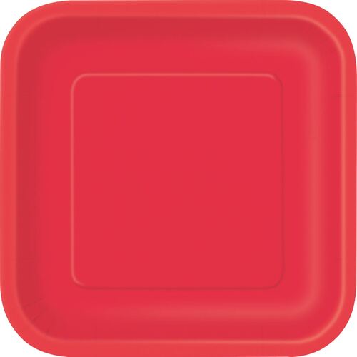 Ruby Red Square Paper Plates 22cm 14 Pack