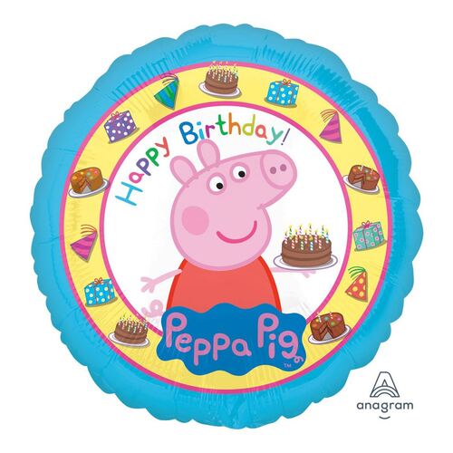 45cm Standard HX Happy Birthday Peppa Pig Foil Balloon