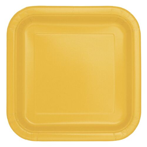 Sunflower Yellow Square Paper Plates 22cm 14 Pack