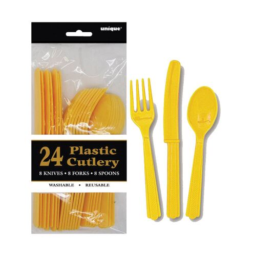 Sunflower Yellow 24 Assorted Cutlery