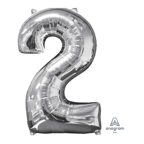 Mid-Size Shape Silver Number 2. Foil Balloon