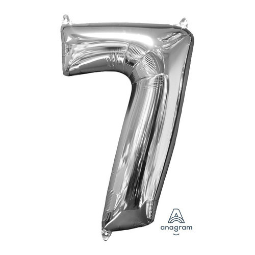 Mid-Size Shape Silver Number 7. Foil Balloon