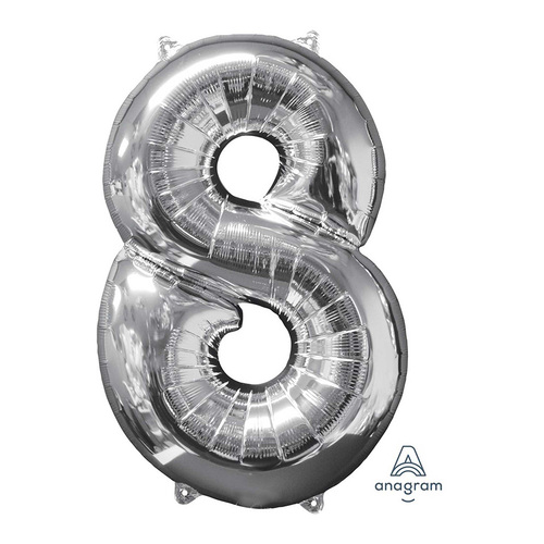 Mid-Size Shape Silver Number 8. Foil Balloon