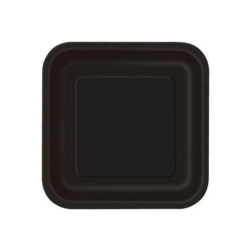 Black Square Paper Plates 17cm 16 Pack