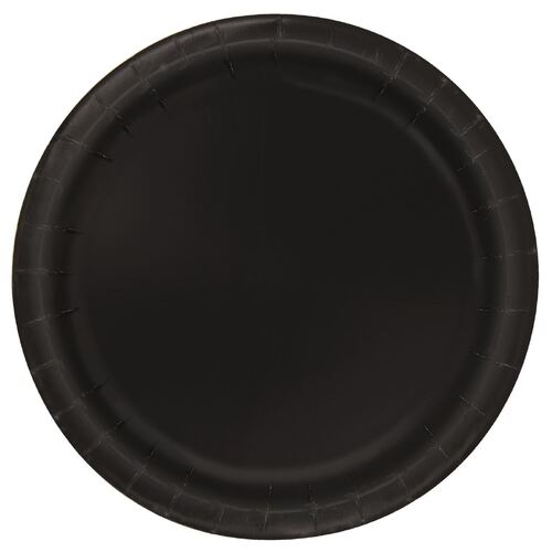 Midnight Black Paper Plates 22cm 16 Pack
