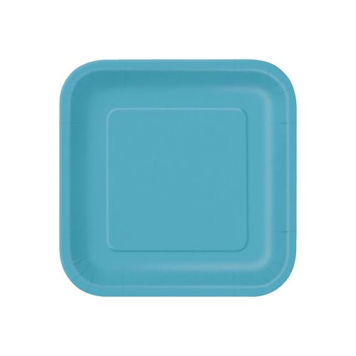 Caribbean Teal Square Paper Plates 17cm 16 Pack