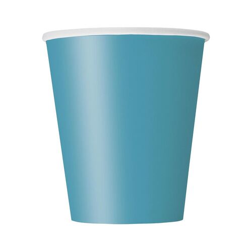 Caribbean Teal Paper Cups 270ml 8 Pack