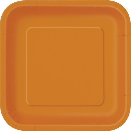 Pumpkin Orange Square Paper Plates 17cm 16 Pack
