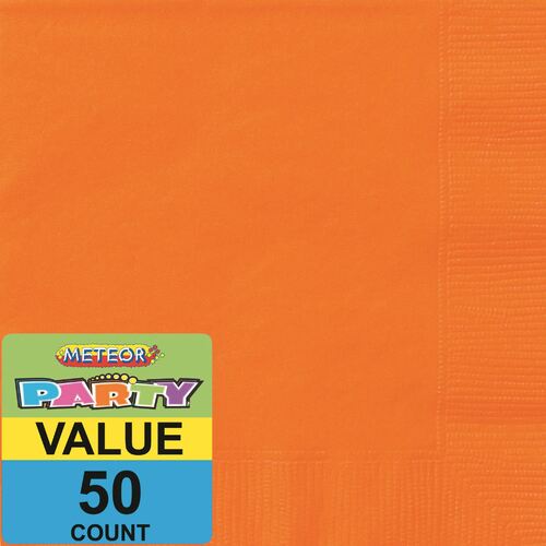 Pumpkin Orange Beverage Napkins 2ply 50 Pack