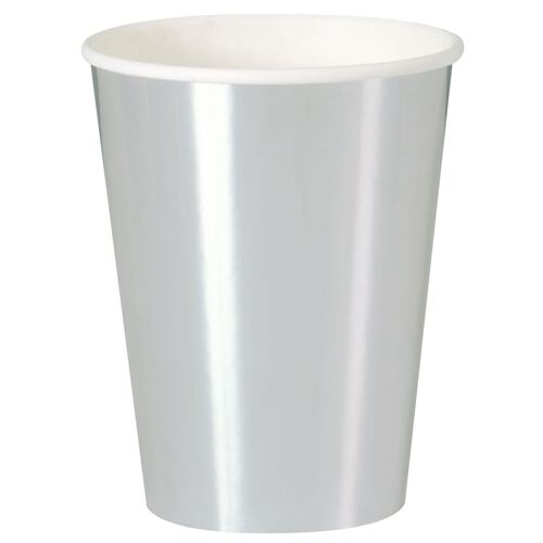 Silver Foil Paper Paper Cups 270ml 8 Pack