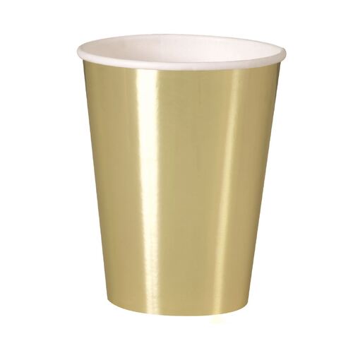 Gold Foil Paper Cups 270ml 8 Pack