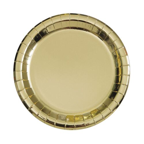 Gold Foil Round Paper Plates 17cm 8 Pack