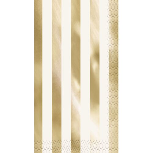 Gold Foil Stripe Guest Napkins 3 ply 16 Pack