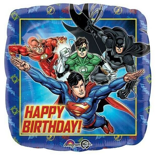 45cm Justice League Happy Birthday Square Foil Balloon