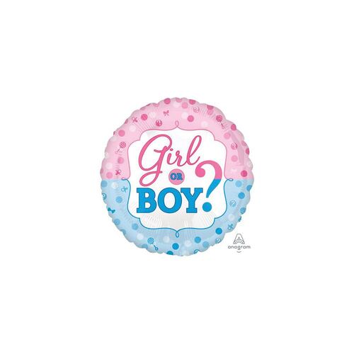 45cm Standard HX Gender Reveal Girl or Boy ? Foil Balloon