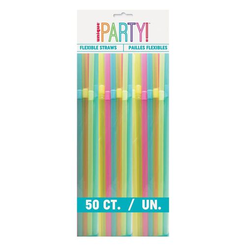  Flexi Straws Neon 50 Pack
