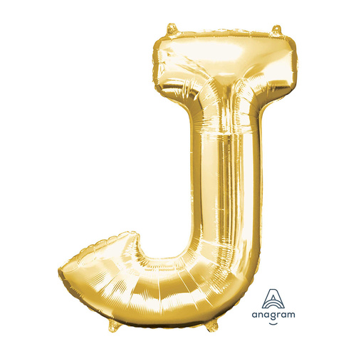SuperShape Letter J Gold Foil Balloon