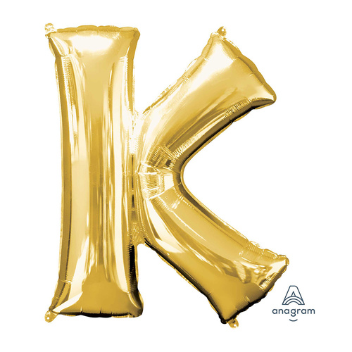 SuperShape Letter K Gold Foil Balloon