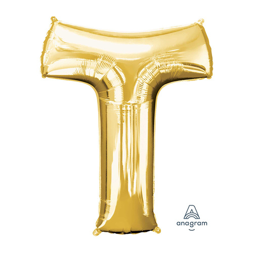 SuperShape Letter T Gold Foil Balloon