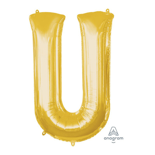 SuperShape Letter U Gold Foil Balloon