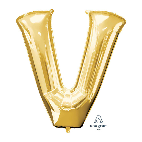 SuperShape Letter V Gold Foil Balloon