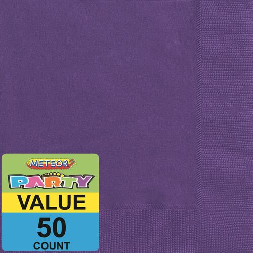 Deep Purple Beverage Napkins 2ply 50 Pack