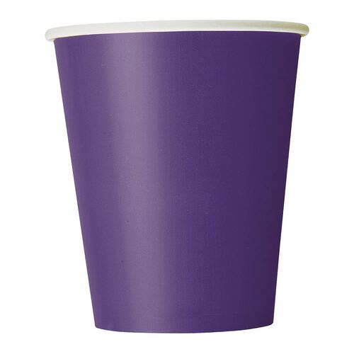 Deep Purple Paper Cups 270ml 8 Pack
