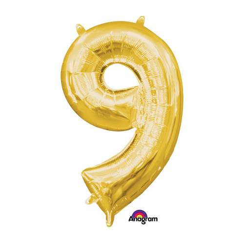 Number 9 Gold Foil Balloon