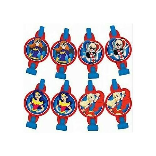  Super Hero Girls Blowouts With Medallions Assorted Designs - Cardboard Pack Of 8 
