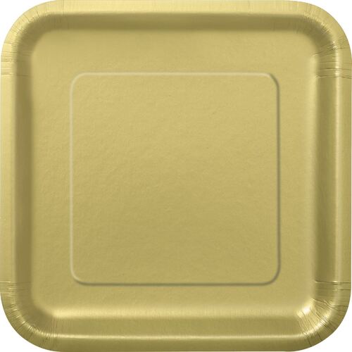 Gold Square Paper Plates 17cm 16 Pack