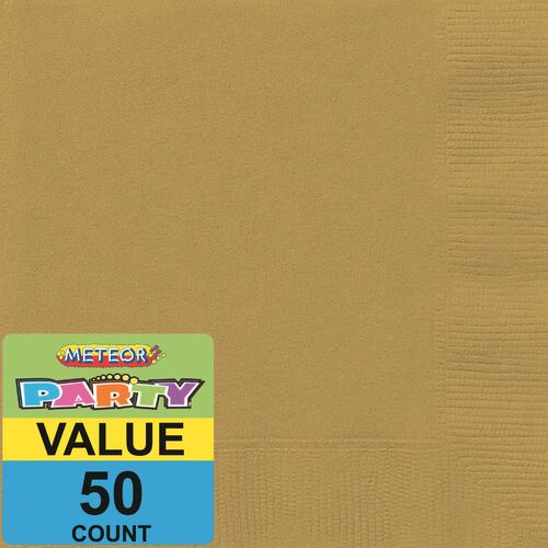 Gold Luncheon Napkins 2ply 50 Pack