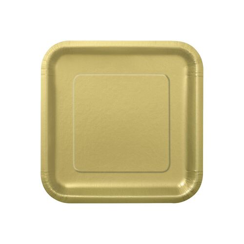 Gold Square Paper Plates 22cm 14 Pack
