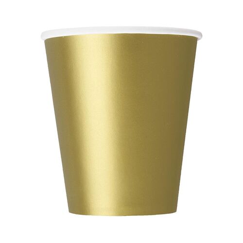 Gold Paper Cups 270ml 8 Pack
