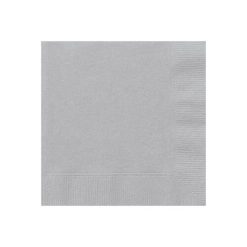 Silver Beverage Napkins 2ply 20 Pack