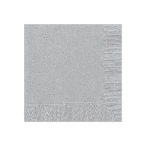 Silver Beverage Napkins 2ply 50 Pack